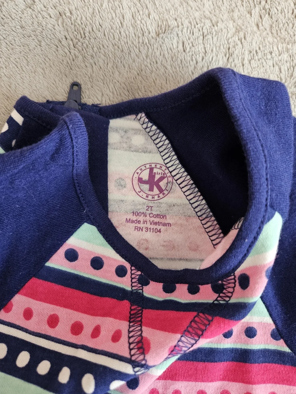 J. Khaki Girls 2T Blue Pink Striped Pocket Dress